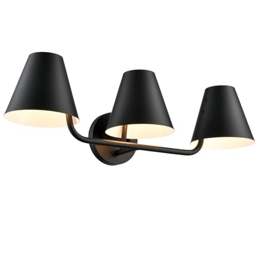 Industrial Black Vanity Light with Metal Shade