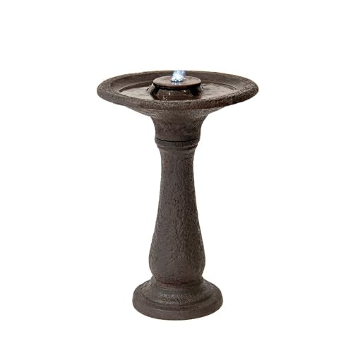 23.43" Tiered Freestanding Classic Bird Bath Outdoor Water Fountain Resin with Auto Shut