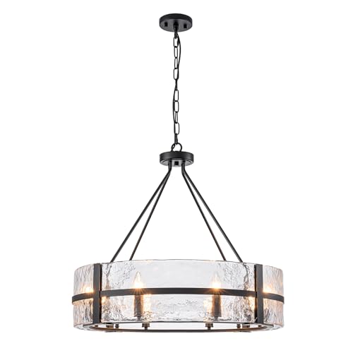 28" Black Glass Chandelier for Dining Room