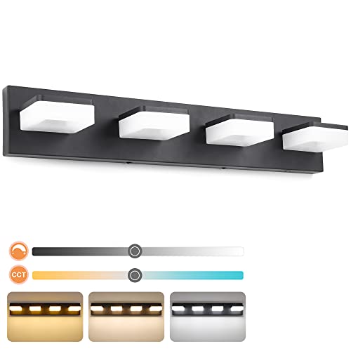 3 Colors Dimmable Black Vanity Lights for Bathroom (4 Count)