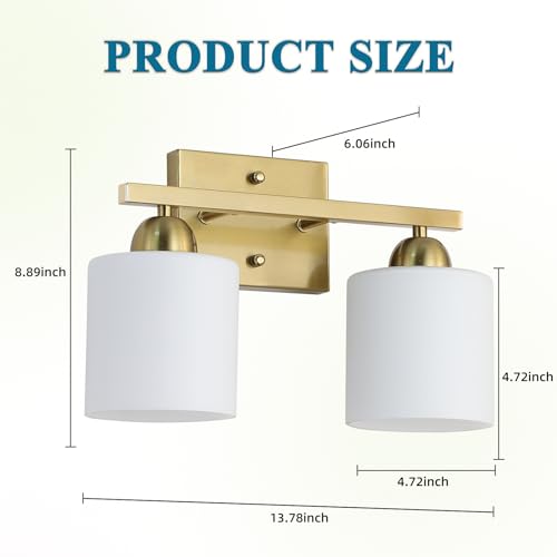Stainless Steel Milk Glass Vanity Lights for Bathroom