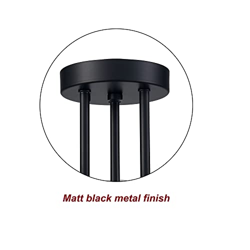 Modern Black Semi Flush Mount Ceiling Light with White Globe