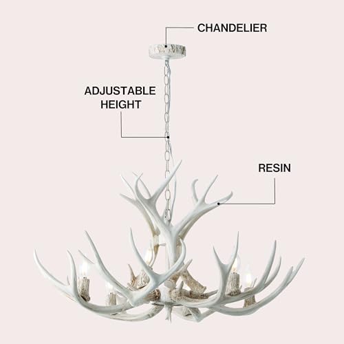 Eldora 6 Light Resin Antler Chandelier 33"