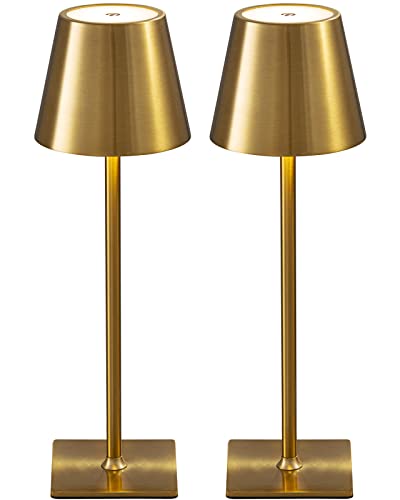2 Pack Cordless Gold Table Lamps (2 Count)