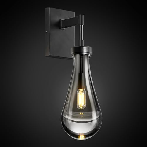 Raindrop Wall Sconces Black Sconces Wall Decor Modern Wall Lighting Glass Bathroom Sconces Indoor Vanity Light Wall Lamp for Bedroom Living Room Stair