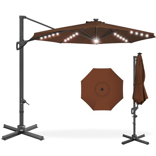 10ft Solar LED Cantilever Patio Umbrella