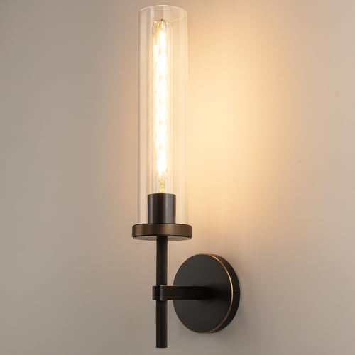 19.5" Knurled‑Craft Hardwired Black Gold Wall Sconce