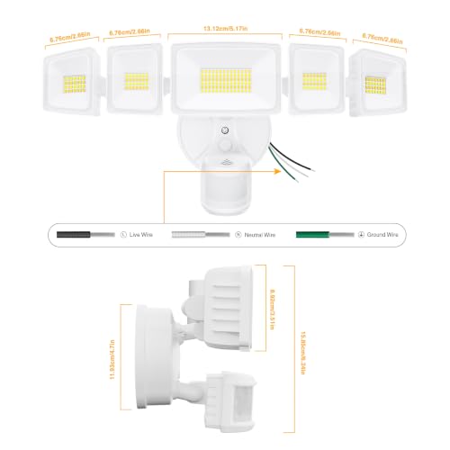 120W Smart LED Security Lights Motion Sensor Outdoor 5 Heads