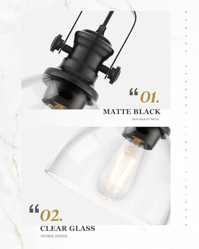 7.5" Matte Black Pendant Lights Kitchen Island