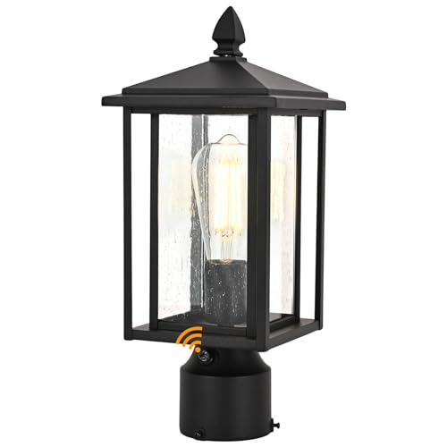 Outdoor Dusk to Dawn Post Light Fixture with Glass