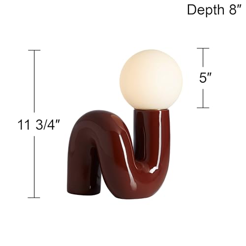 Fondant 11 1 2" Small Accent Lamp Set of 2 Chocolate Brown Glass (2 Count)