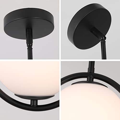 Modern 2 Light Pendant Light Kitchen Island Globe Glass Lampshade