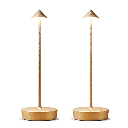 2P Cordless Rechargeable Led Table Lamp Battery Operated Light CHMP Gold