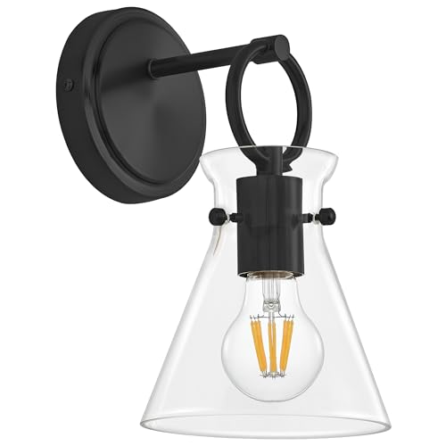 Wall Sconce for Bathroom 6" Clear Glass Shade Black 1 Pack