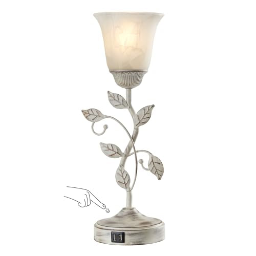 Rustic Touch Table Lamp for Bedroom with 2 USB C+A Ports