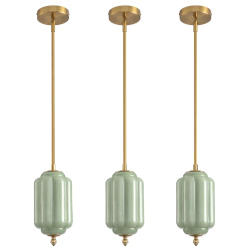 Vintage Green Glass Pendant Lights 3