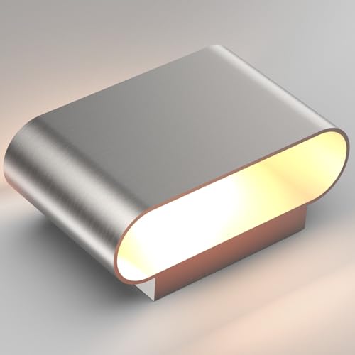 Nickel Modern LED Wall Sconces Set of 2 Indoor Wall Lights Hardwired Up and Down Wall Mount Light for Living Room Bedroom Hallway Corridor Conservatory Warm White 3000K (2 Count)