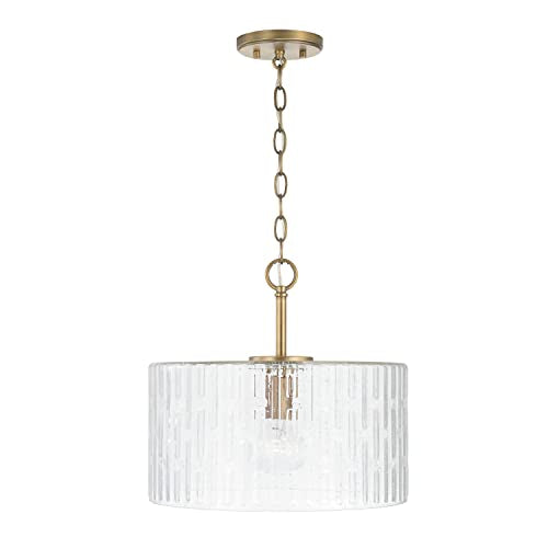 Capital Lighting 241311AD Emerson Embossed Seeded Glass Convertible Pendant