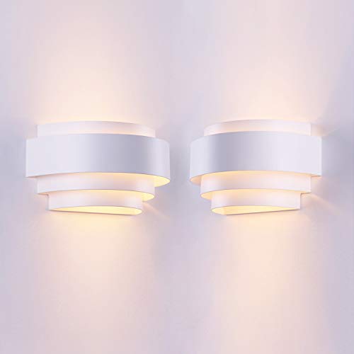 Modern Wall Sconce Set of 2 Indoor Wall Light Fixture Half Moon Metal Wall Lamp White for Stair Hallway Home Theatre Bedroom (2 Count)