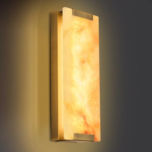 14.2 in Brass Alabaster Wall Sconces