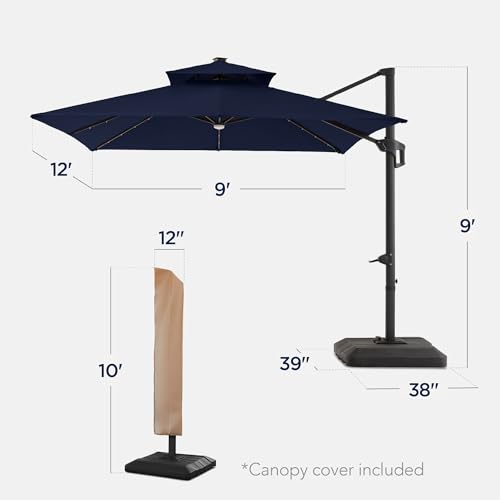 9x12ft LED Cantilever Patio Umbrella w
