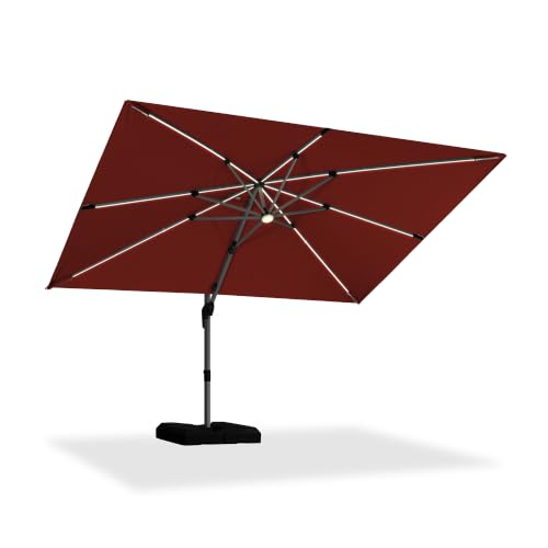 Cantilever Umbrella 9' X 12' Solar LED Light Patio