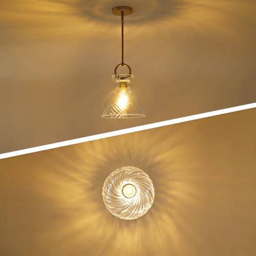 Gold Pendant Light Kitchen Island with 9.84'' Striped Glass Shade