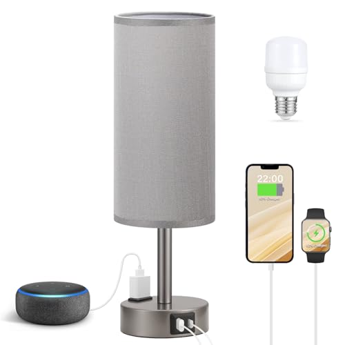 Grey Bedside Lamp for Bedroom