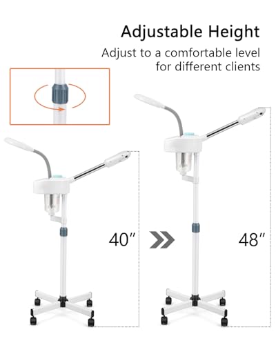 Professional Facial Steamer with 5X LED Magnifying Lamp 2 in 1
