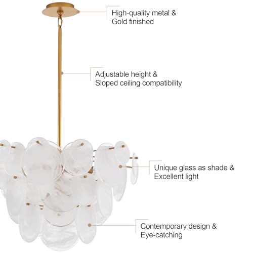 Dia 28 Inch Modern Glass Chandeliers for Bedroom