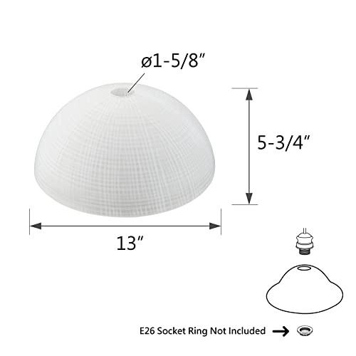 23516-11, Frosted/Fabric Painted Replacement Glass Shade for Medium Base Socket Torchiere Lamp, Swag Lamp and Pendant, 13" Diameter x 5-3/4" High., 13" x 5-3/4"