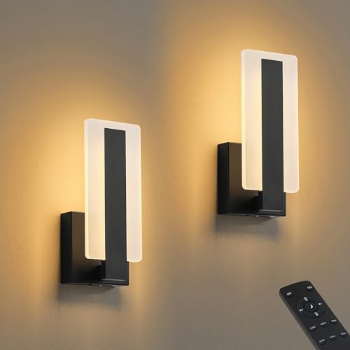 Peel and Stick Battery Operated Modern Wall Sconce Set of Two