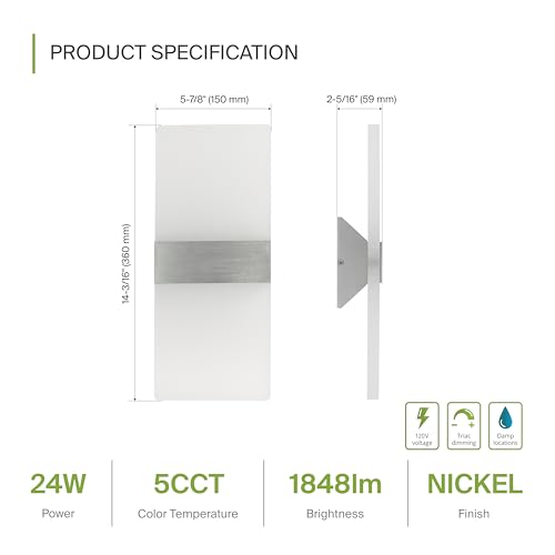 14 Inch Indoor LED Wall Sconce (2 Count)