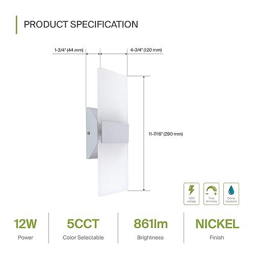 12 Inch Indoor LED Wall Sconce (2 Count)