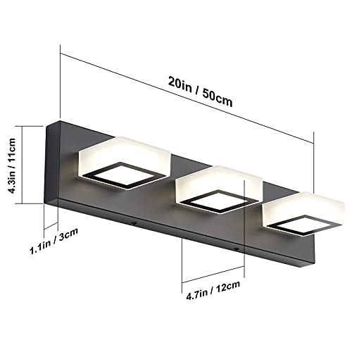 Black Bathroom Vanity Lights 3 Lights Acrylic Modern LED Black Vanity Lights for Bathroom