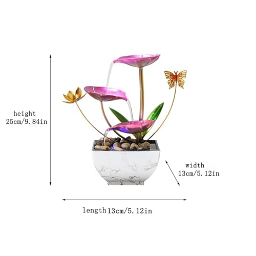 11‘’ H Pink Tabletop Water Fountain