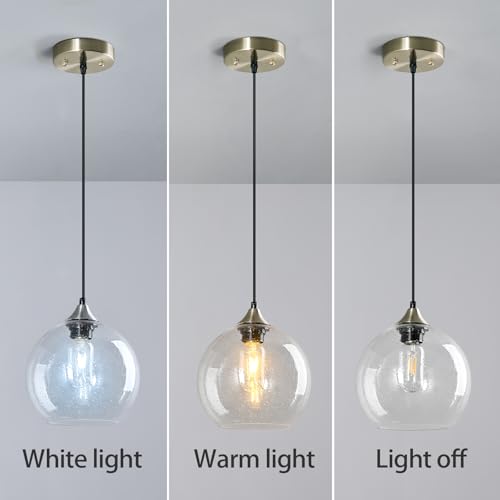 Clear Glass Pendant Lights Kitchen Island Lighting Globe Pendant Light Fixtures Modern Pendant Lighting for Kitchen Island Bedroom Living Dining Room Light Fixture