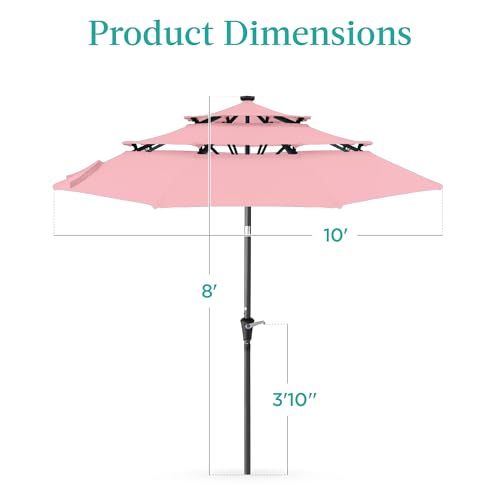10ft 3 Tier Solar Patio Umbrella