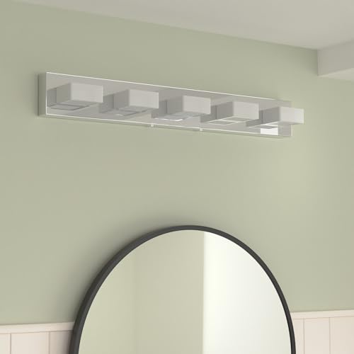 Dimmable Chrome Bathroom Light Fixtures 5 Lights Modern LED Vanity Light Fixtures Acrylic Stainless Steel Chrome Bathroom Vanity Wall Lighting Over Mirror