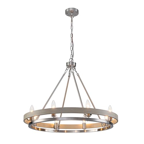 29" Brushed Nickel Wagon Wheel Chandelier
