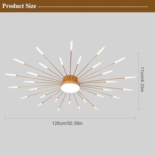 50.4" Ceiling Light Modern Flower Shape Ceiling Lamp for Living Room Dining Room Semi Flush Mount Metal Acrylic Sputnik Firework Petal LED Lighting Fixture