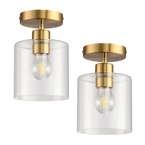 Brass Semi Flush Mount Ceiling Light (2 Count)
