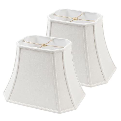 BSO-710-16LNWH-2 Rectangle Cut Corner Basic Lamp Shade, (7x9) x (10.25x16) x 12.25, Linen White, 2-Pack (2 Count)