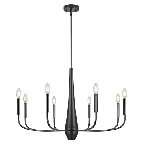 8 Light Large Black Chandeliers for Dining Room Light Fixture Hanging