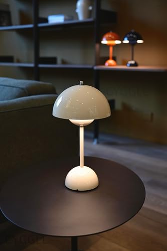 Modern Flower Bud Lamp 12" Cordless Touch Lamp Dimmable 2600mAh Rechargeable Desk Lamp Nordic Minimalist Mushroom Lamp Nightstand Bedside Lamp for Bedroom Living Room