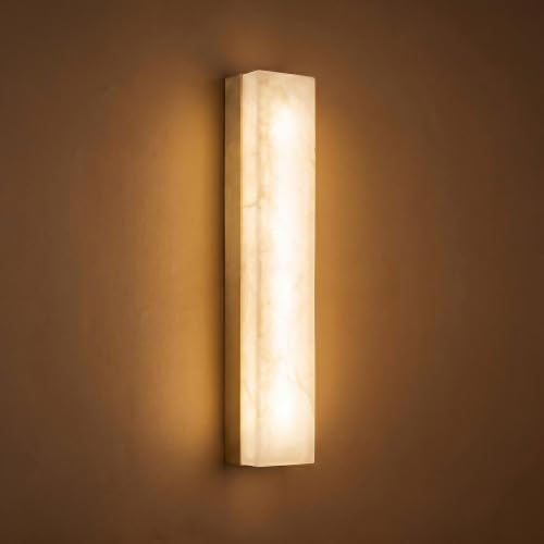 Alabaster Wall Sconce 17.7” Natural Marble Wall Lighting Fixture for Home Decor