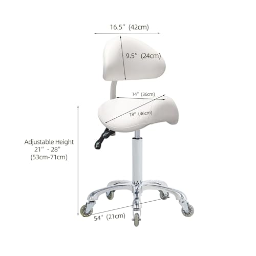 Saddle Stool Rolling Chair with Back Support