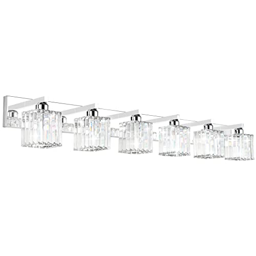 Bathroom Vanity Light Fixtures 6 Light Chrome Vanity Light for Bathroom Crystal Vanity Lighting Fixtures