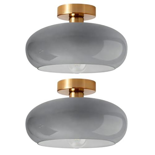 Glass Gray Ceiling Lights Mid Century Flush Mount Light Fixtures