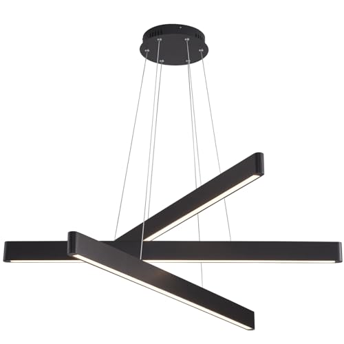 3 Light Solid Wood Black Linear Pendant Light (3 Count)